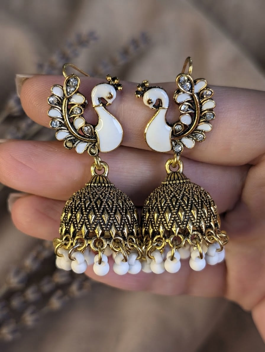 Moor Jhumki – Peacock Shaped Jhumka Earrings