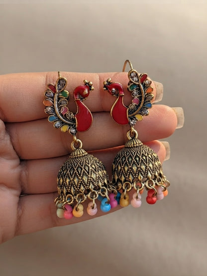 Moor Jhumki – Peacock Shaped Jhumka Earrings