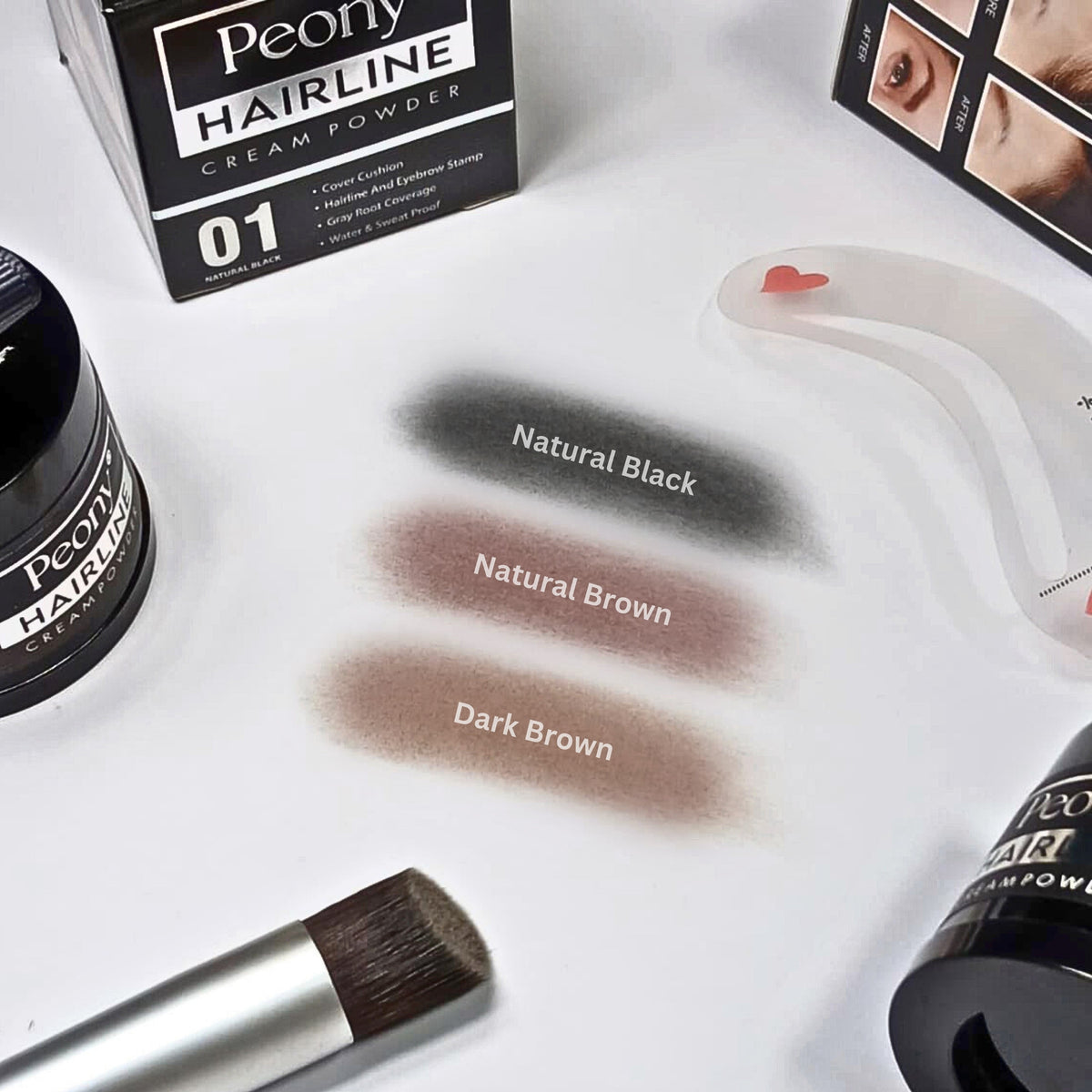 Peony 2in1 Hairline Cream Powder with 3 Extra Eyebrow Stencils
