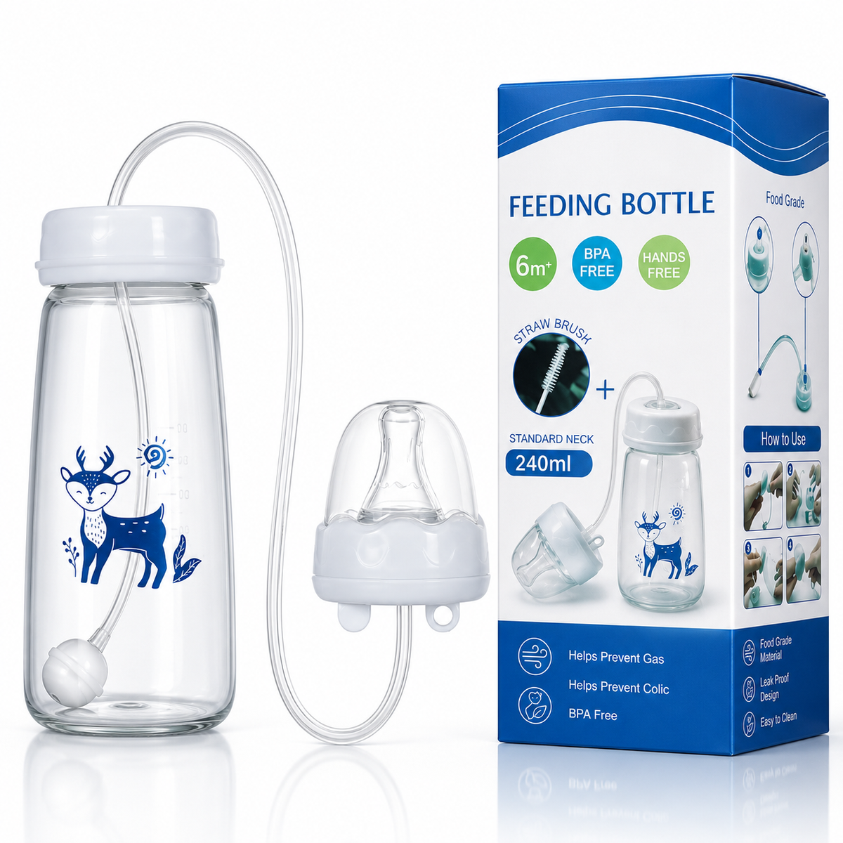 Hands-Free Baby Feeding Bottle 240 ml