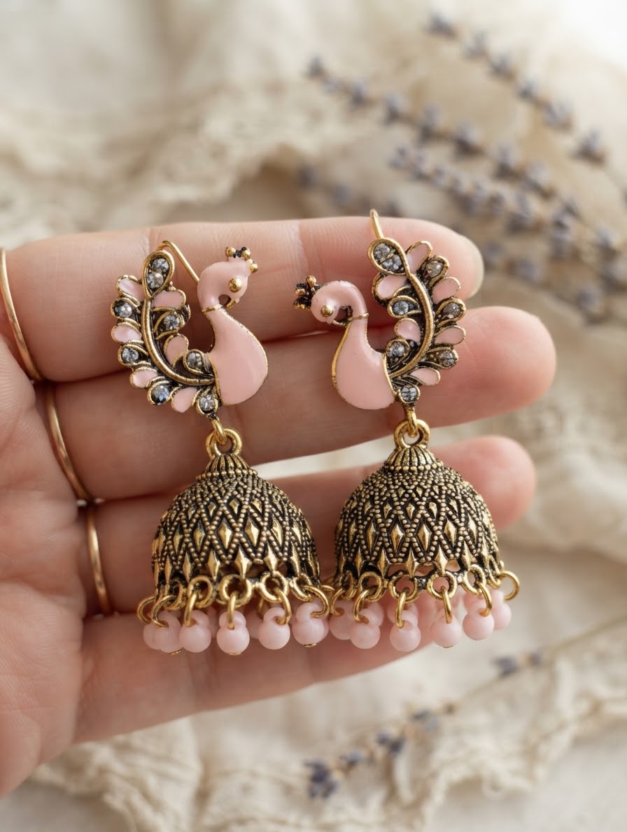 Moor Jhumki – Peacock Shaped Jhumka Earrings