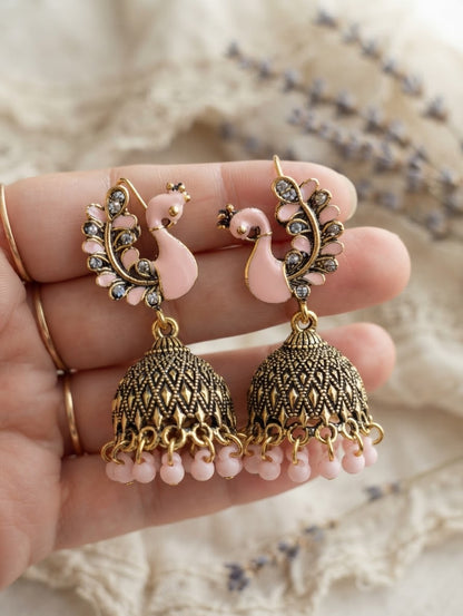 Moor Jhumki – Peacock Shaped Jhumka Earrings