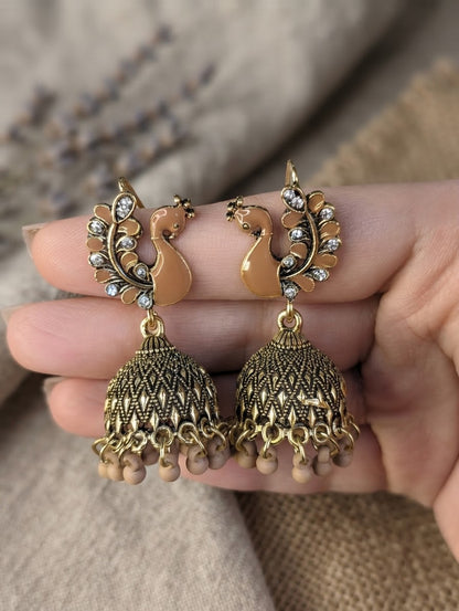 Moor Jhumki – Peacock Shaped Jhumka Earrings