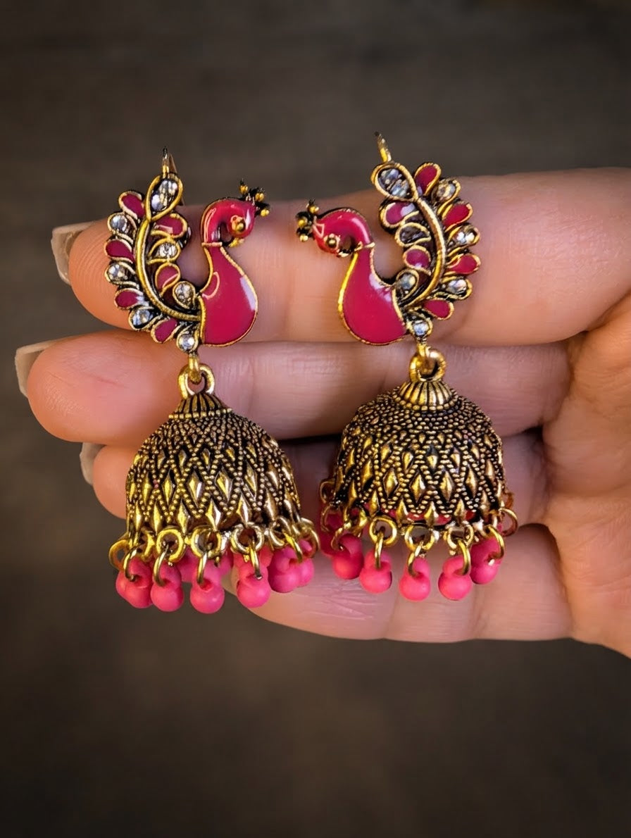 Moor Jhumki – Peacock Shaped Jhumka Earrings