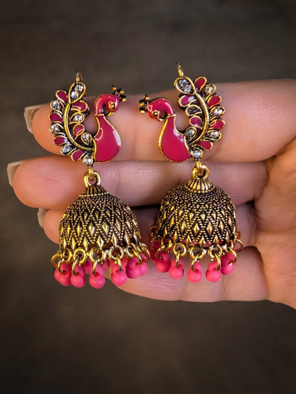 Moor Jhumki – Peacock Shaped Jhumka Earrings