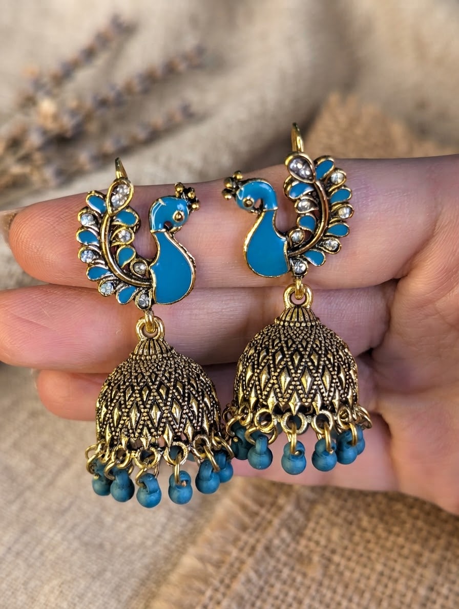 Moor Jhumki – Peacock Shaped Jhumka Earrings