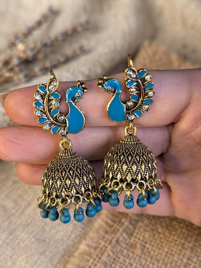 Moor Jhumki – Peacock Shaped Jhumka Earrings
