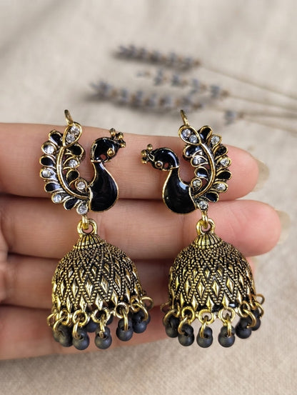 Moor Jhumki – Peacock Shaped Jhumka Earrings