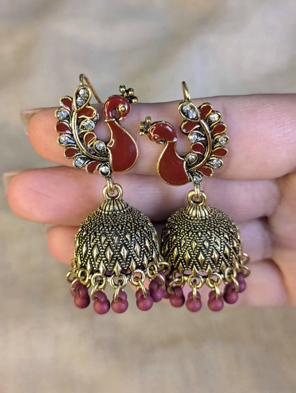 Moor Jhumki – Peacock Shaped Jhumka Earrings