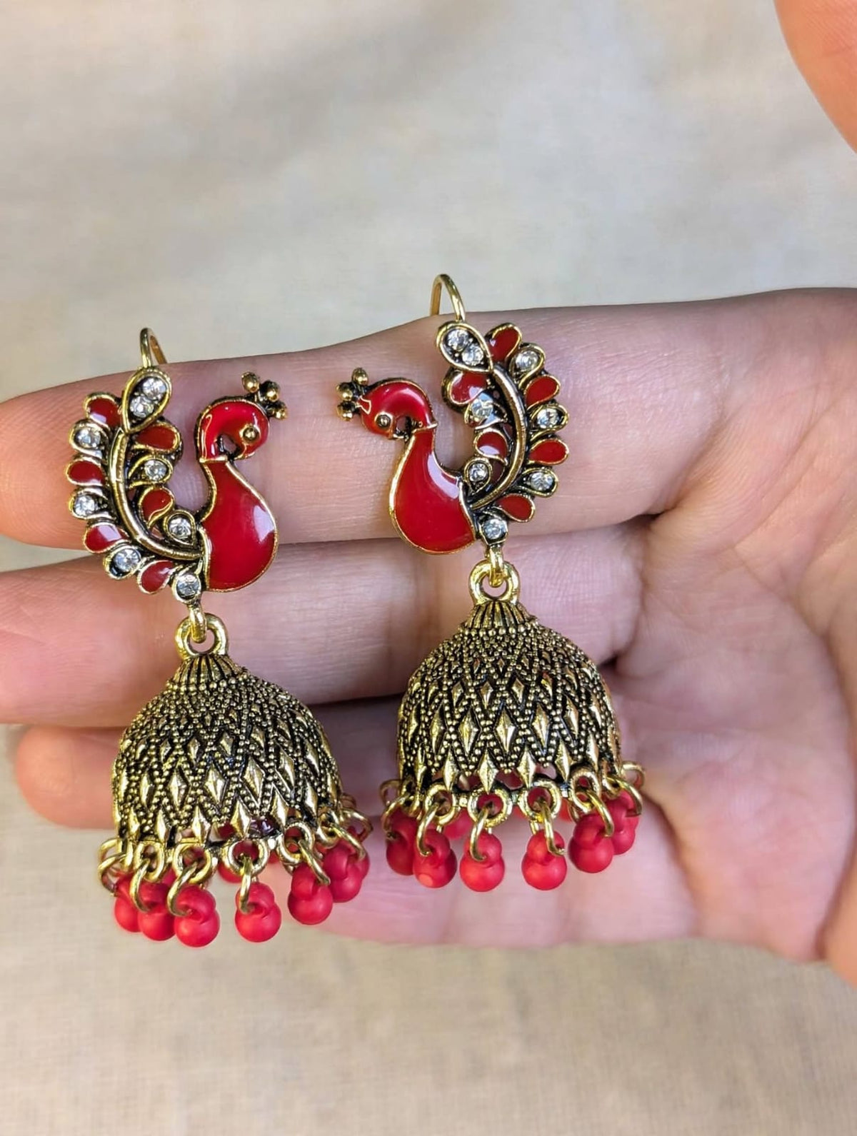 Moor Jhumki – Peacock Shaped Jhumka Earrings