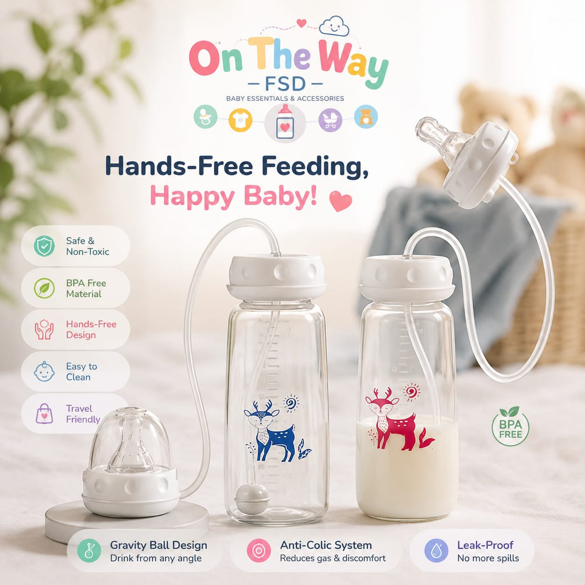Hands-Free Baby Feeding Bottle 240 ml